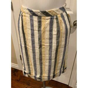 Edme & Esyllte Anthropologie Blue White & Yellow Straight Striped Skirt, Size 6